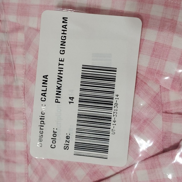 UNTUCKit Women's Calina Classic Pink/White Gigham Print Button Up Shirt Size 14 - Picture 4 of 12